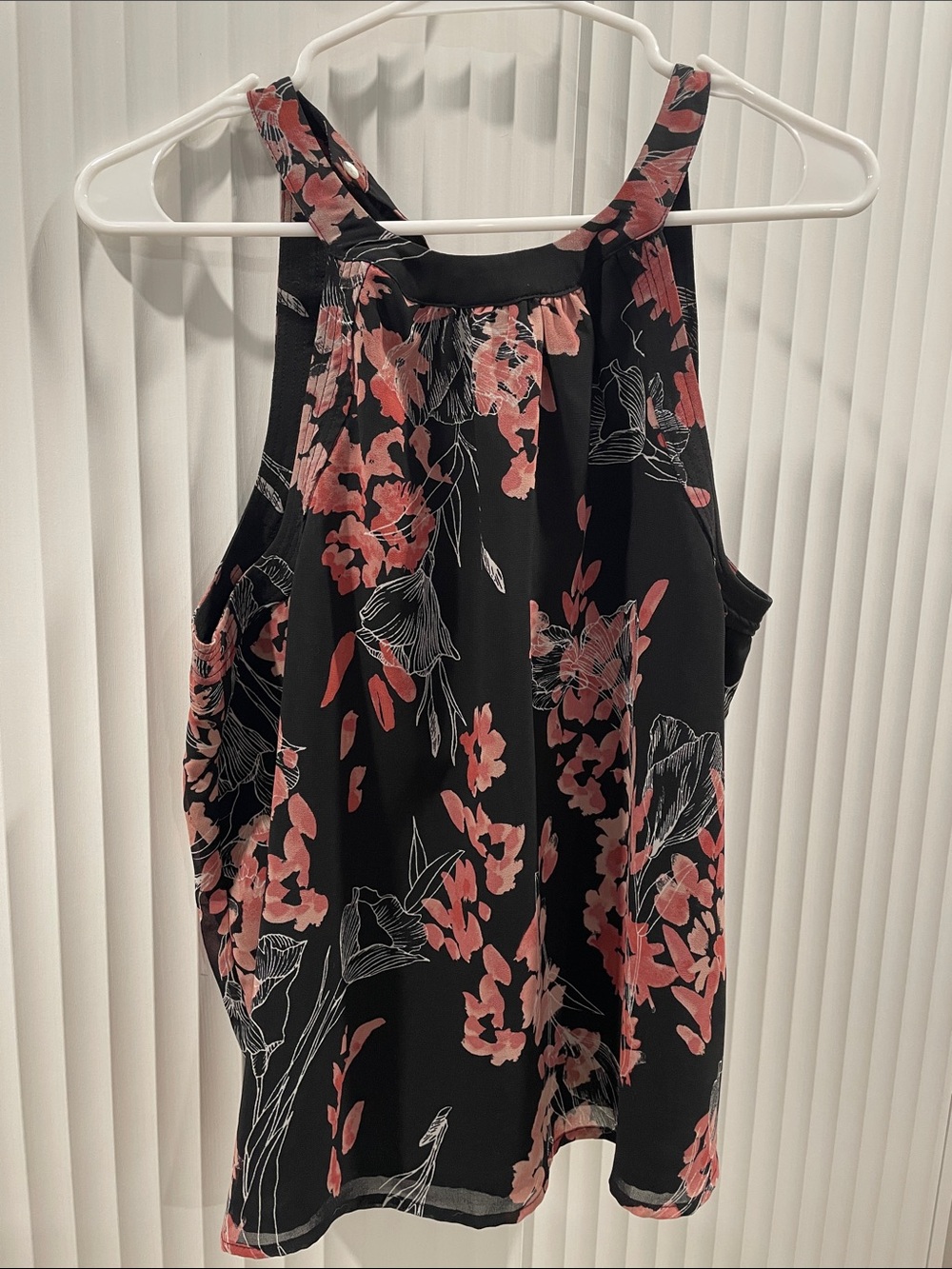 a new day Black Halter Cami with Pink Floral Print